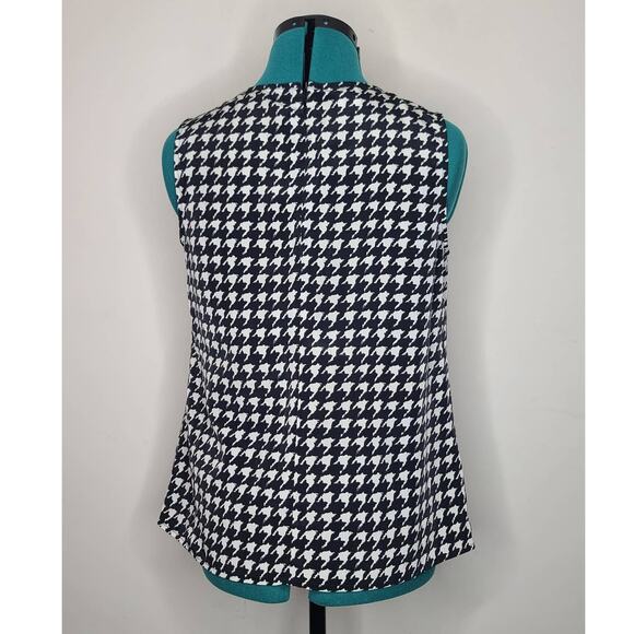 Covington black white houndstooth blouse with gold necklace neckline - small - Picture 2 of 3